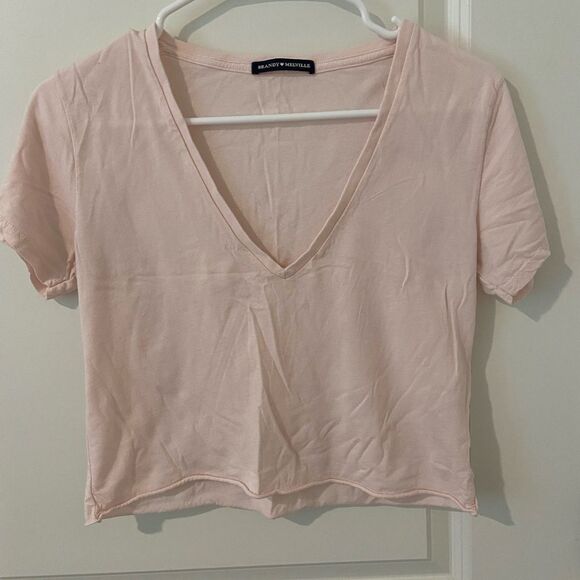 Brandy Melville Tops - 🧡Blushing Pink Deep V-Neck blouse